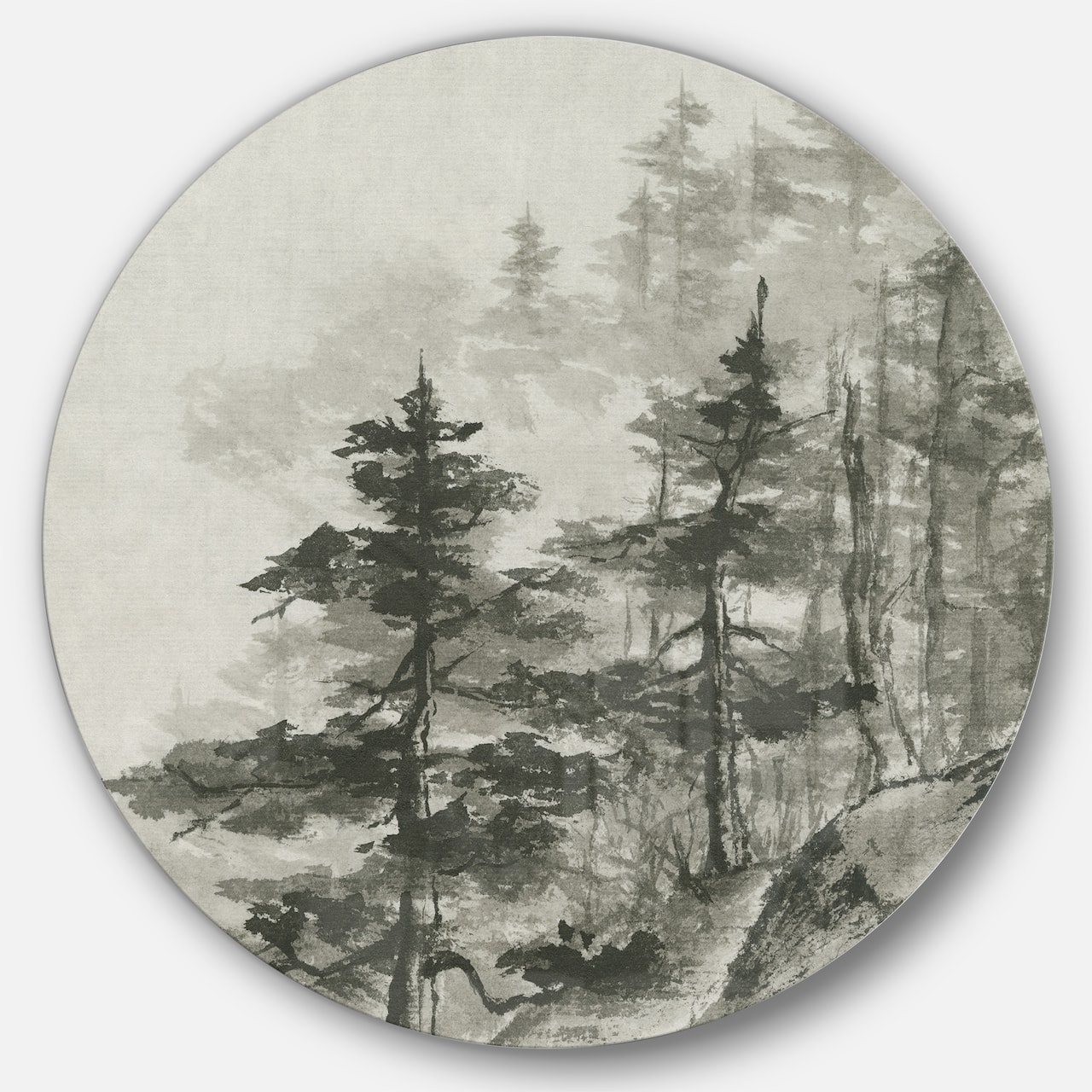Designart - Asian Forest - Farmhouse Metal Circle Wall Art